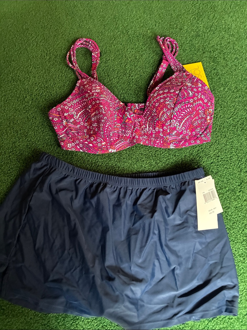Underwire Paisley Swim Bra in Bright Pink by